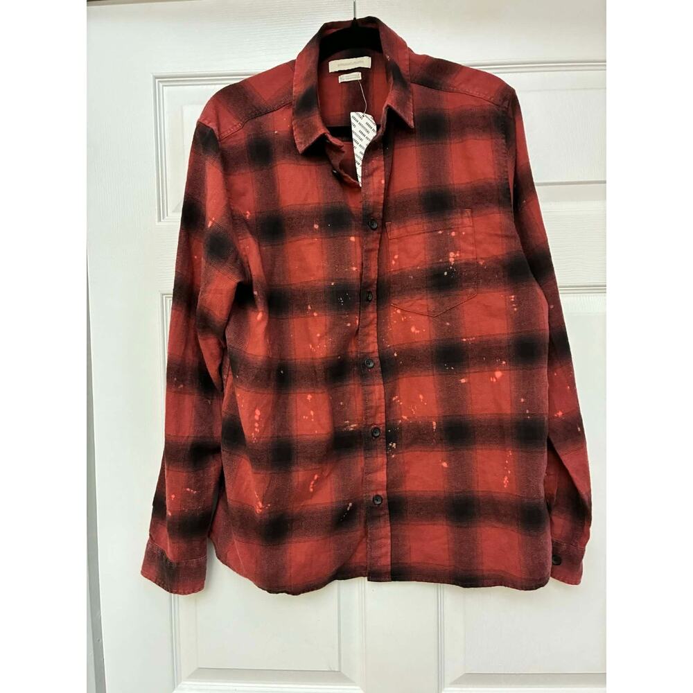 Standard Cloth‎ M Red Black Plaid Flannel Shirt NWT Distressed Anthropologie